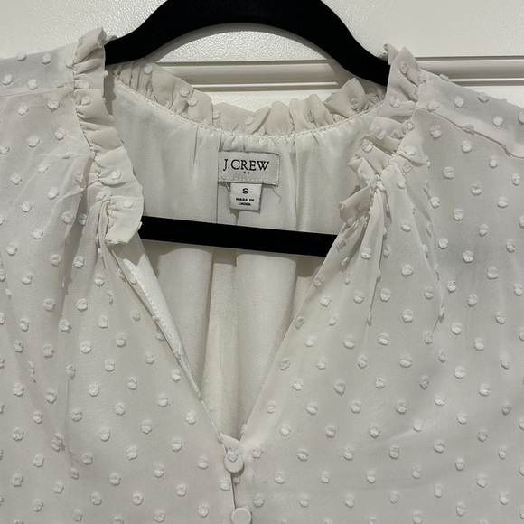 JCrew short sleeve blouse with ruffle and texture details - Picture 2 of 4